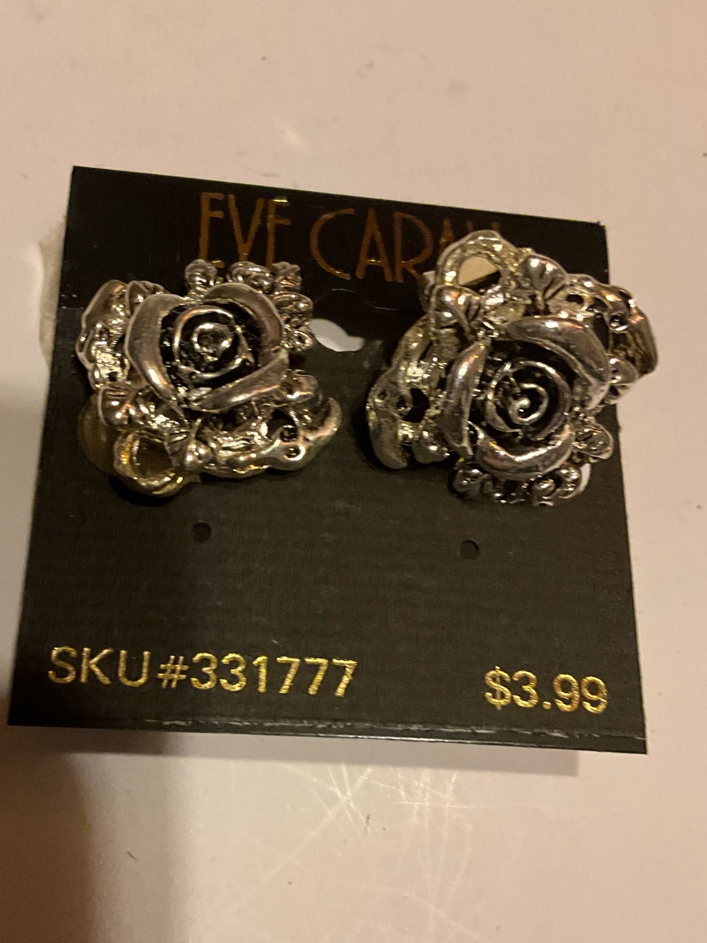Eve Caran 1989s vintage floral rose clip earrings NOS